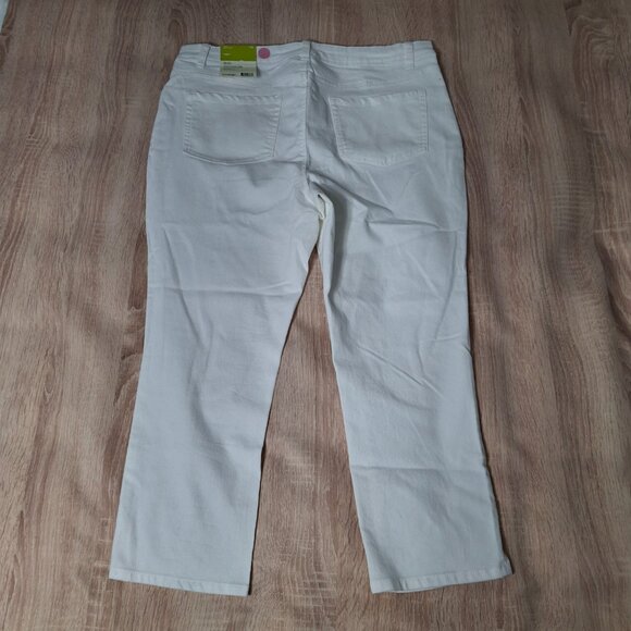 Cropped White Capris George Size 14 Jean Style Zippered Slim Fit Stretchy - Picture 8 of 14